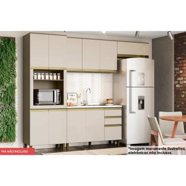 Imagem de Cozinha Modulada Henn Connect 4 Peças (2Aéreo+1Balcão+1Paneleiro) C6P12 Duna/Cristal-Henn