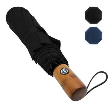 Imagem de Guarda-chuva Pumi-geous Wooden Handle automático à prova de vento pret