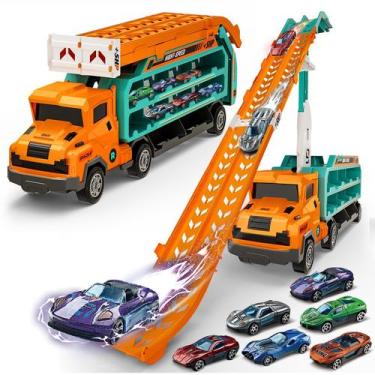 Imagem de Carrier Truck Toys BainGesk com 6 carros de brinquedo de metal fundido