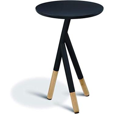 Imagem de BlvdEi8ht Mesa lateral Lili – Mesa de canto moderna de luxo com tampo de madeira e pernas de haste de aço inoxidável, qualidade comercial para sala de estar e quartos