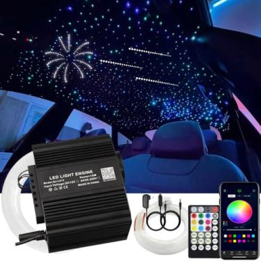 Imagem de AMKI 550 peças 0.1 cm 3.0 m Twinkle Starlight Headliner Kit, Atualizado 2 em 1 Twinkle+Meteor Fiber Optic Light Box RGBW Modo ativado por som para decoração de carro e casa, 240 peças de estrela