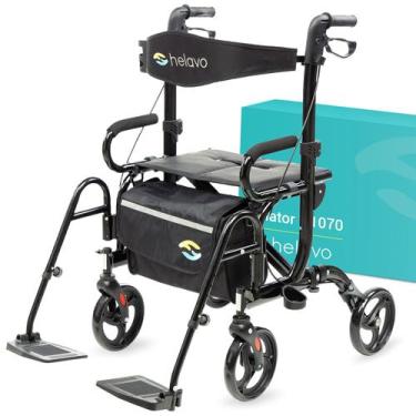 Imagem de Cadeira de rodas Rollator Combo Helavo 2 em 1 em alumínio dobrável