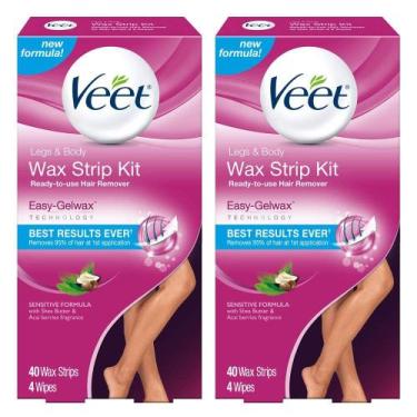 Imagem de Tiras de cera para remover pêlos Veet Leg and Body 40 ct (pacote com 2