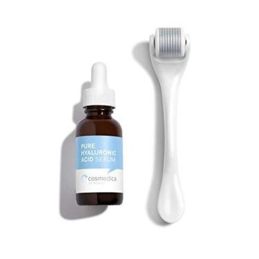Imagem de Kit de brilho instantâneo Cosmedica Microneedle Roller com ácido hialu