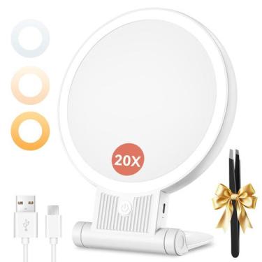 Imagem de Espelho de maquiagem Auxmir 1X/30X com ampliação de luz 2000mAh