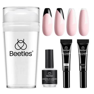 Imagem de Kit de carimbo de unhas Beetles French Tip Tool com estampador e gel -