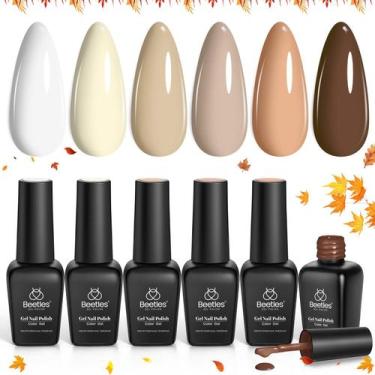 Imagem de Conjunto de esmaltes em gel besouros Brown Nude 6 cores 7,5 ml - beetl