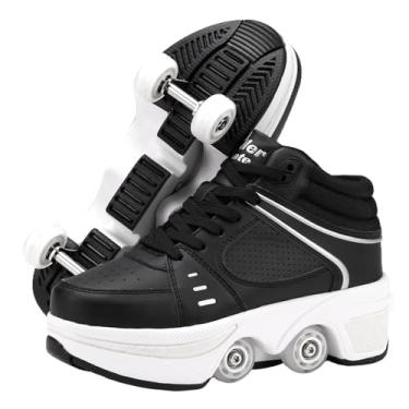 Imagem de Patins 2 em 1 com duas fileiras deformadas em rodas, patinação automática, tênis de caminhada para atividades físicas (HG, 5 mulheres/4 masculinos/3 crianças grandes)