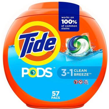 Imagem de Detergente para roupa Tide Pods Clean Breeze 57 pacotes de 1,36 L