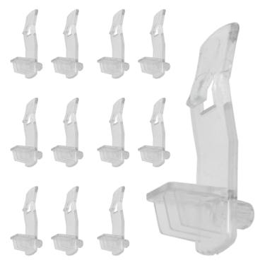 Imagem de sunnates 20 peças de clipes de suporte de travamento automático pinos de prateleira de suporte de prateleira de plástico transparente clipes de pino de suporte para furos de 1/4 polegada de diâmetro e