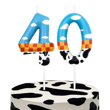 Imagem de Toy Inspire Game Story Velas com números de 40 anos, número 40 para festas temáticas de histórias de desenho animado, velas de bolo de 40 anos para meninos e meninas, suprimentos de festa infantil