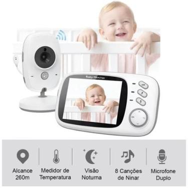 Imagem de Camera Baba Com Tela Sem Fio Microfone Visão Noturna Canções De Ninar 