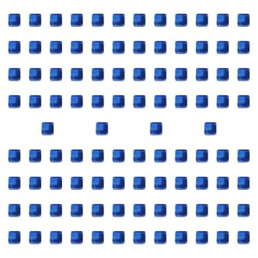 Imagem de Fenteer 100 peças de blocos de cubos de acrílico, blocos de construção, jogo de tabuleiro educacional de seis lados, brinquedos de treinamento sensorial para, Azul