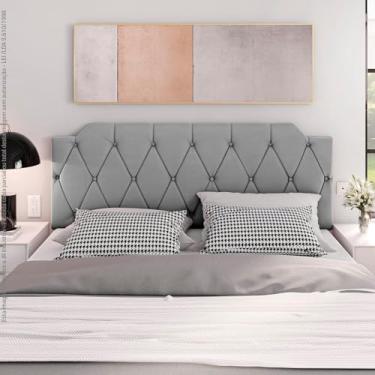 Imagem de Cabeceira Estofada Para Cama Box Queen Suspensa Almofadada (Cinza)