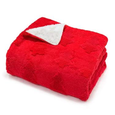 Imagem de Cobertor de Natal sherpa de 127 x 152 cm para decoração de casa, árvore de Natal vermelha, jacquard de flanela macia, cobertor de lã para cama, sofá, decoração de Natal, presentes para mulheres