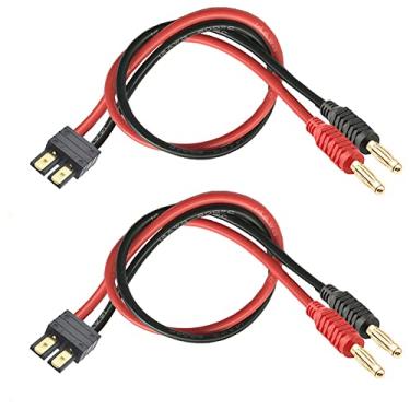 Imagem de WOODGUILIN Plugue conector TRX compatível com plugue banana de 4 mm adaptador de carga de bateria com cabo 12AWG 30 cm para helicóptero RC, bateria lipo quadricóptero (2 peças plugue TRX)