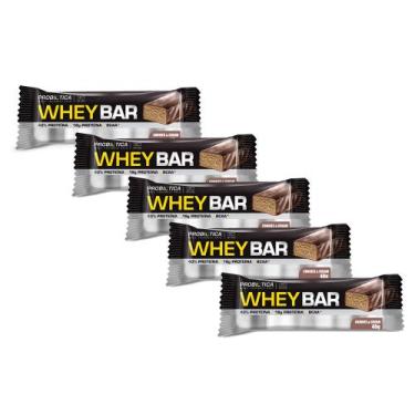 Imagem de Kit 5 Barra de Proteína Whey Bar Probiótica Sabor Cookies & Cream com 