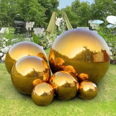 Imagem de Bola espelhada inflável dourada de 6 peças, bolas brilhantes grandes com bomba de ar elétrica, conjunto de esferas refletivas reutilizáveis para decoração de festas, eventos, piscina, adereços de