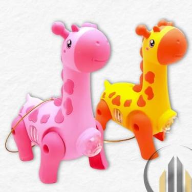 Imagem de Girafa Brinquedo Infantil Dançante Musical com Luzes e Som para Bebês e Crianças (Amarelo)