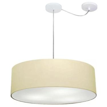Imagem de Lustre Pendente Cilíndrico Com Desvio De Centro Md-4259 Cúpula Em Tecido 50x15cm Algodão Crú - Bivolt