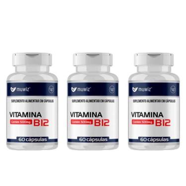 Imagem de Kit 3 Vitamina B12 Metilcobalamina 500mg 60 Cápsulas - Muwiz