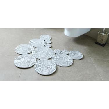 Imagem de SHIVERO HOMES Tapete de banheiro de juta Boho | Tapete de banheiro lavável feito à mão | Tapete de banheiro moderno | Decoração de banheiro boho de tecido dupla face (cinza)