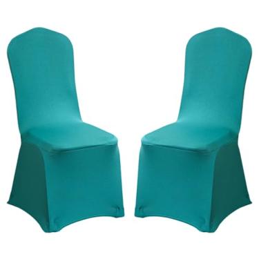Imagem de Pacote com 2 capas de cadeira dobráveis de elastano elástico, capas removíveis para cadeiras, protetores universais, com bolso elástico para os pés, para festa de casamento, banquete, celebração