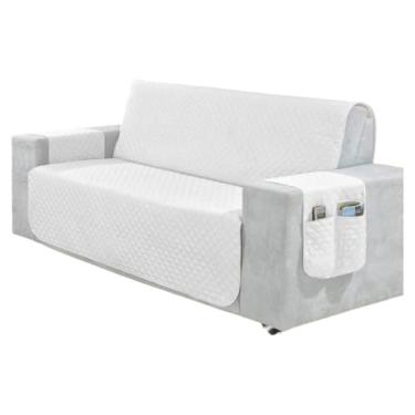 Imagem de Capa Para Sofá RetráTil 2 E 3 Lugares (1,00-2,20m) – Protetor Matelada Com Porta Objetos(BRANCO,3 Lugares (1,50m))
