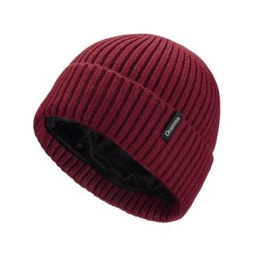 Imagem de Gorro Ocatoma Warm Winter Knit com punhos unissex, vinho tinto