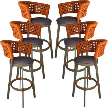 Imagem de 6 Banqueta Corda Náutica Somália em Alumínio Balcão, Edícula, Cozinha Trama