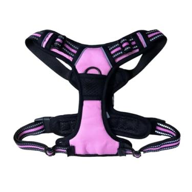 Imagem de Peitoral Coleira Reforçada Refletiva C/Regulagem Cachorro Grande e Médio Porte Passeio Pet (Rosa,M)