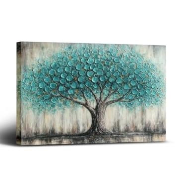 Imagem de Arte de parede em tela árvore da vida, pintura abstrata moderna da árvore da vida, decoração de parede emoldurada para sala de estar, escritório, sala de meditação, quarto, hotel, decoração de casa 61