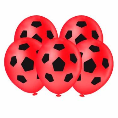 Imagem de Balão 8 Polegadas Futebol Vermelho e Preto 20 Unidades Piffer Festas -