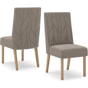 Imagem de Kit 2 Cadeiras Sala De Jantar Eloa Suede Marrom Amendoa Henn