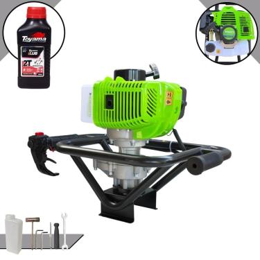 Imagem de Perfurador Polaca Cavadeira Sem Broca Menegotti MPS-52 À Gasolina 2T 52cc 1,8HP 9.000rpm Com Ignição CDI Para Construção Civil + ÓLEO TOYAMA FG50 2T