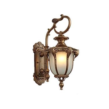Imagem de Luminária de parede externa à prova d'água, luminária de parede de vidro retrô para jardim, arandela de metal, luminária de parede decorativa E27 para pátio de jardim (marrom)