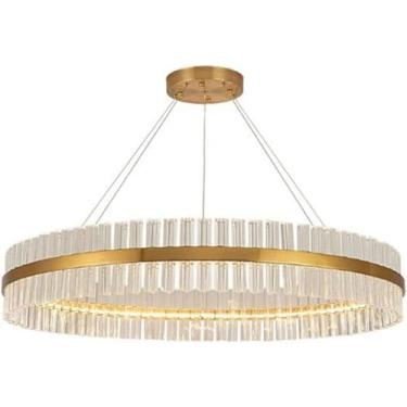 Imagem de Lustre Dourado Compatível com Sala de Estar Lustres de Cristal LED Lustre de Cristal Moderno Luzes de Quarto Decoração Compatível com Luminárias Penduradas para Casa, Lâmpadas de Lustre