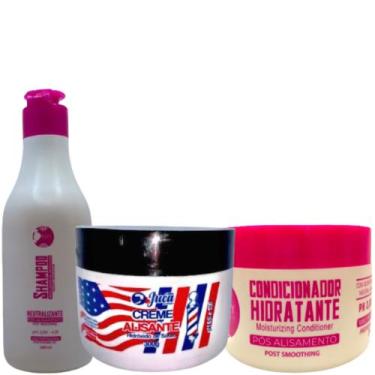 Imagem de Creme Alisante Black 300g Juca + Shampoo  Neutralizante 300ml + Condic