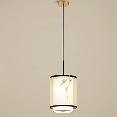 Imagem de Lustre moderno estilo chinês moderno lustre LED, luz pendente de lanterna de pano, luminária suspensa de teto clássica interna para quarto cabeceira sala de estar corredor jantar cozinha ilh