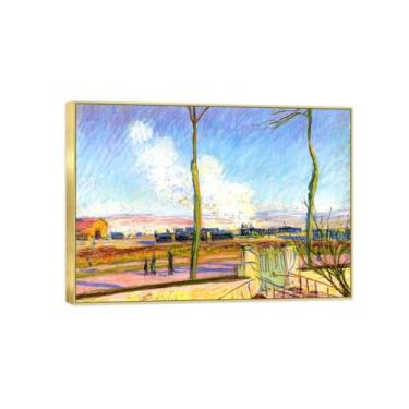 Imagem de Impressão em tela famosa pintura - paisagem arte de parede - jarda - pôster moldura dourada para decoração de casa 50 x 70 cm 20 x 27 pol