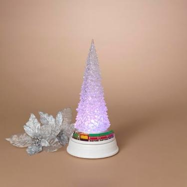 Imagem de Gerson Árvore de Natal musical iluminada operada por bateria internacional com trem de corrida e temporizador, 13,8 polegadas, multicolorido