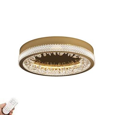 Imagem de Lustre LED moderno, luminária de teto de cristal embutida, regulável, abajur redondo, abajur redondo para quartos, salas de jantar - escurecimento contínuo 40x8cm
