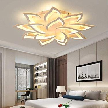 Imagem de Luminária de teto LED com controle remoto, luminária de teto com flores para quarto, moderna, com controle remoto, luminária de acrílico para sala de estar, corredor, sala de jantar, quarto