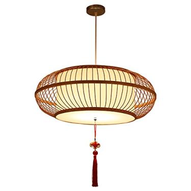 Imagem de Lustre de teto trançado vintage B estilo sudeste asiático luminária pendente com design japonês R para decoração de café