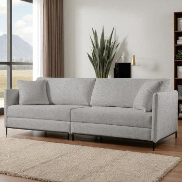 Imagem de Sofá Fixo Ravi 4 Lugares Luxo 2,70m Castellar Móbile Linho Cappuccino