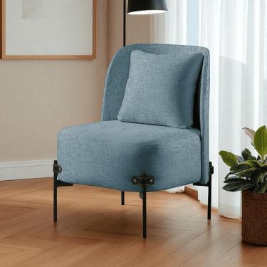 Imagem de Poltrona para Sala de Estar Madeira Maciça Aurora Luxo Azul