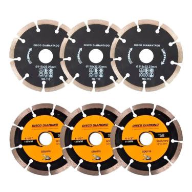 Imagem de Kit 6 Disco Serra Circular Lâmina 115mm Mármore Concreto