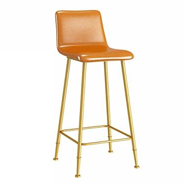 Imagem de UISLA Banqueta de bar para móveis, banco alto para os pés, com apoio para os pés, barra de café da manhã de couro poliuretano/laranja/75 cm