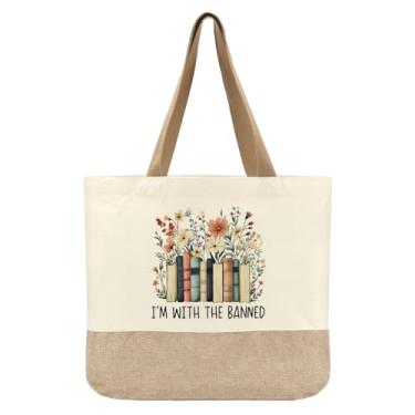 Imagem de Presentes para amantes de livros, sacola de livros, presentes de livros de flores para mulheres, leitoras, bibliotecárias, amigas, esposa, irmã, mãe, sacola reutilizável proibida para compras