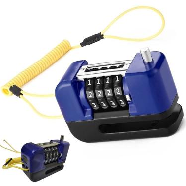 Imagem de Trava de Disco Freio Senha 4 digitos Antifurto Moto Bike Motocicleta Bicicleta Cadeado Segurança Resistente Proteçao